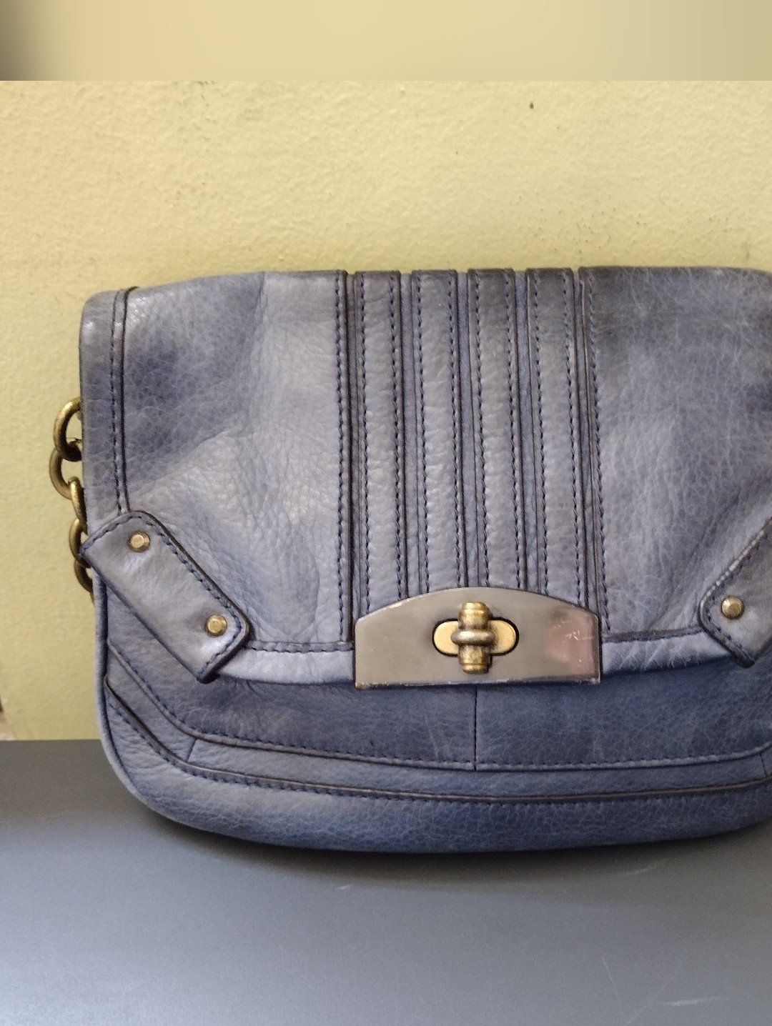 B. Makowsky Blue Leather Crossbody Bag